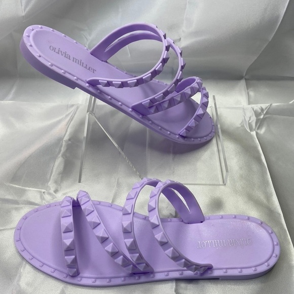 Olivia Miller Women’s Pastel Purple Jelly Slip On Studded Slide Sandals Size 8 - Picture 3 of 12